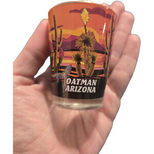 Oatman Arizona Sunset Desert Scene Shot Glass Mountain Cactus